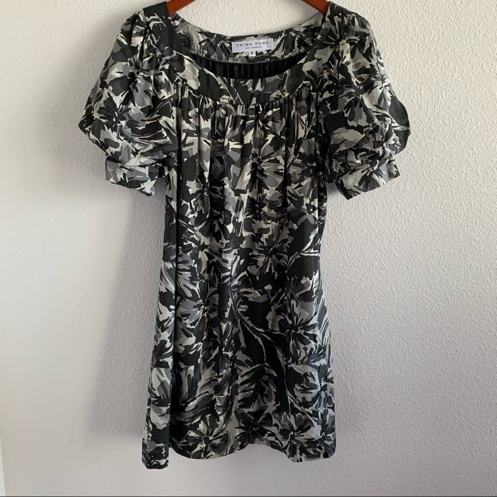 Trina Turk Mumu Style Silk Wool Short Dress Tropical Elegant Modest 6